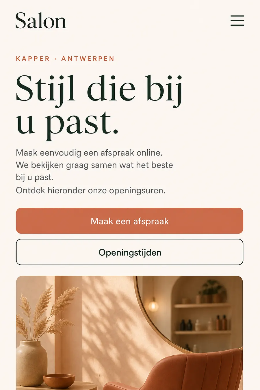 Mobiele website preview van Salon