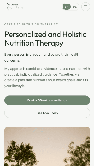 Mobiele website preview van VitaminEsthi